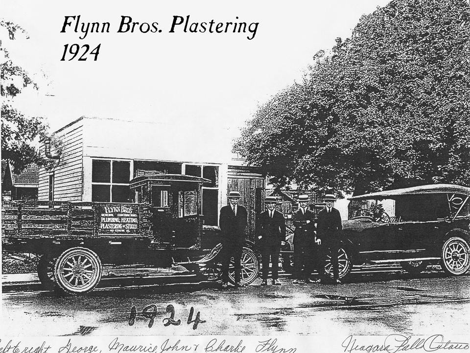 Flynn Bros. Plastering in Niagara Falls, Ontario, 1924 — the family plastering business of David King's grandfather, Maurice Flynn